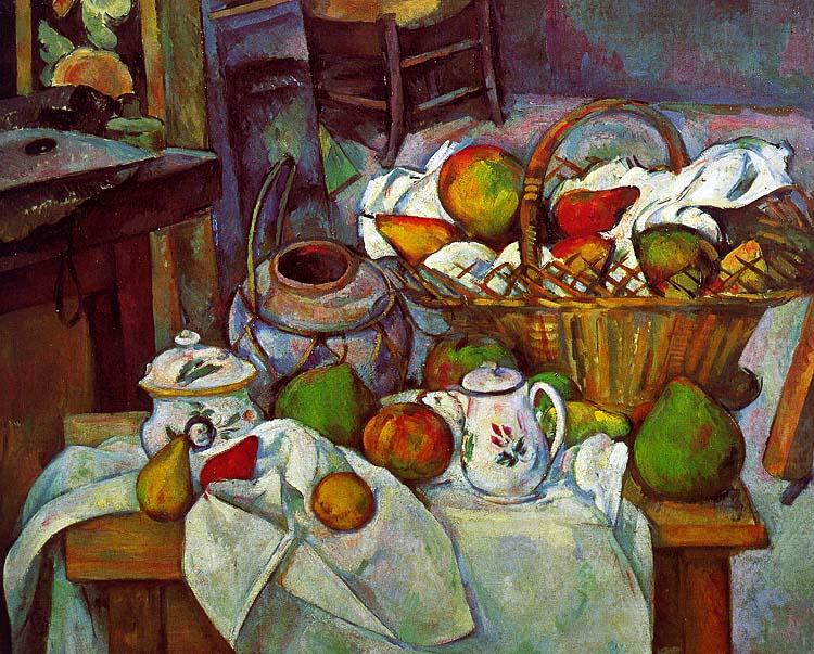 Vessels, Basket and Fruit, Paul Cezanne